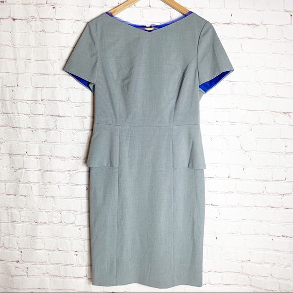 Elie Tahari Gray Sheath Dress w/ Blue Accent - Picture 1 of 6